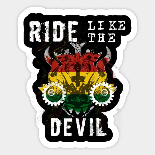 Bolivian Death Road Biker Devil Mask Sticker by Electrovista